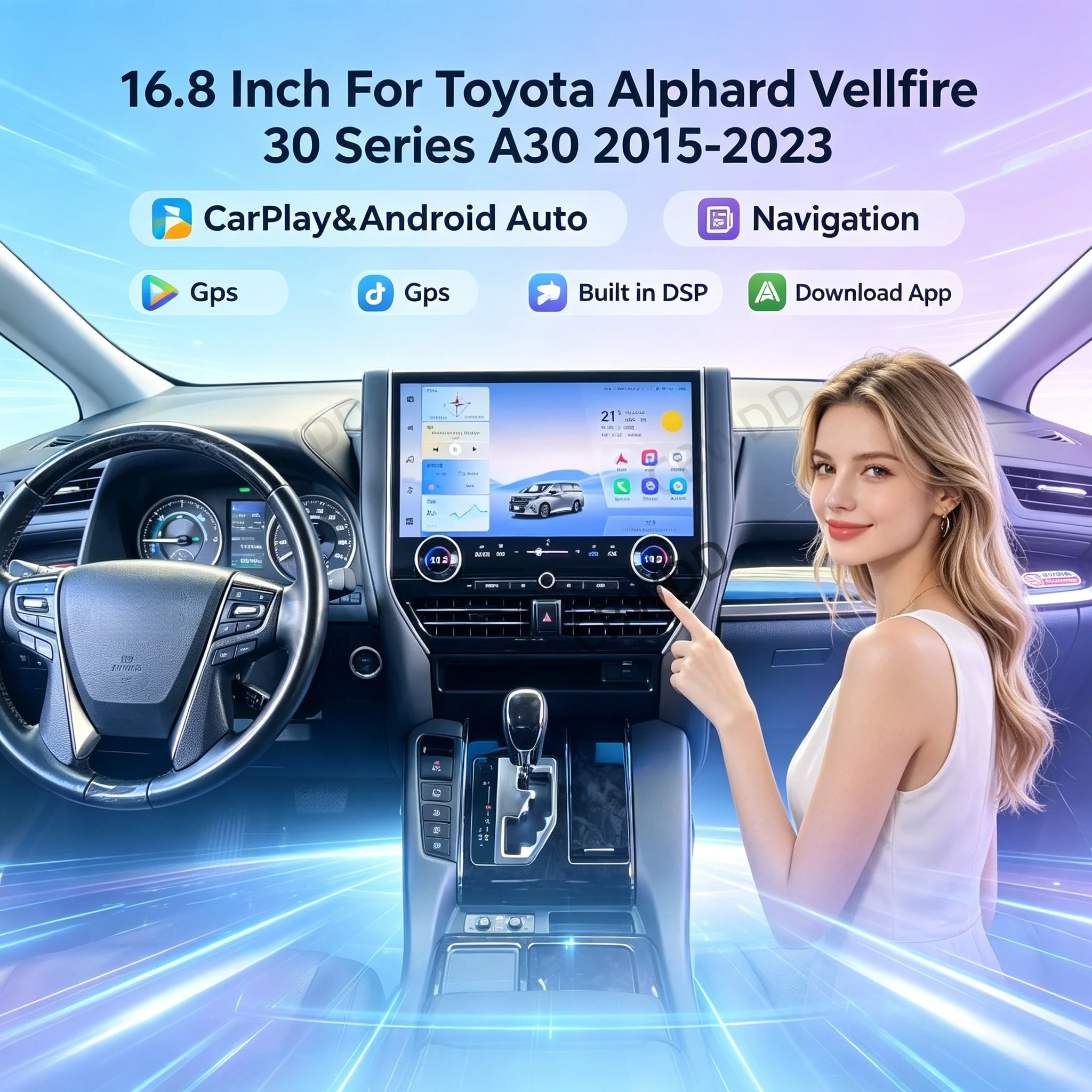16.8inch All-new Car Radio Android For Toyota Alphard 30 2015-2023 A30 Upgraded To 40 CarPlay Video Player GPS Stereo 4G WIFI