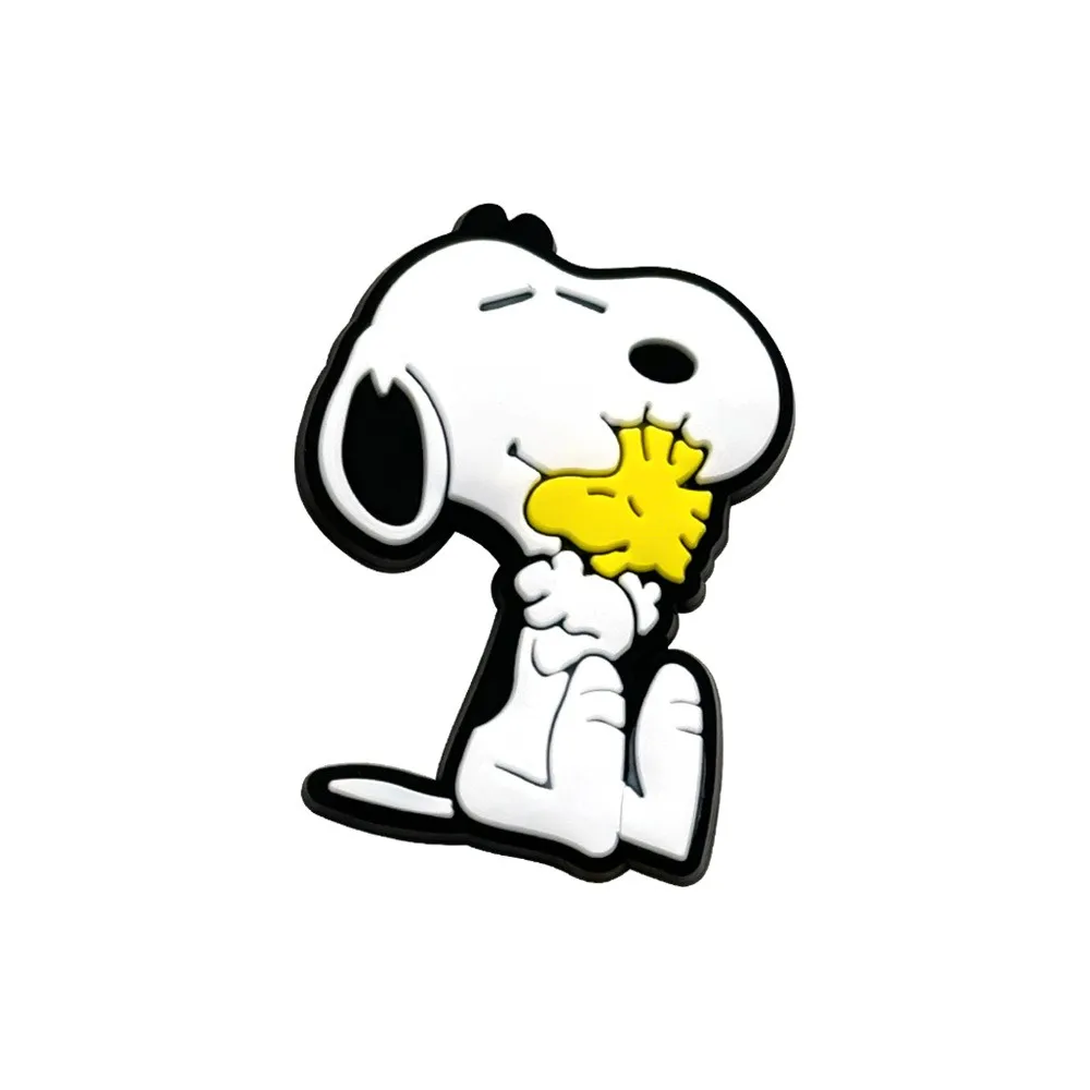 12Pcs Cartoon Cute Snoopy Clogs DIY With Flower Decorative Buckles Detachable Soft Rubber Anime Shoe Clips Children's Gifts