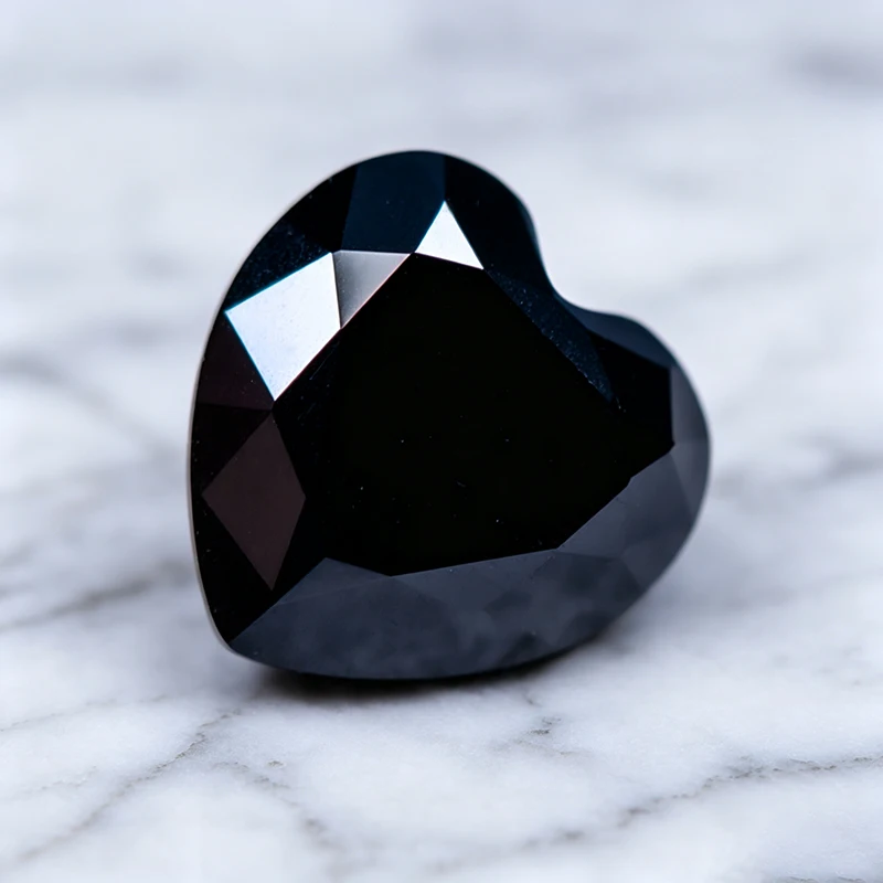 Moissanit-Stein Herzschliff Schwarze Farbe Laborgezüchteter Edelstein für Ring-, Halsketten- und Ohrringherstellung Besteht Diamanttester mit Zertifikat – Detail 4