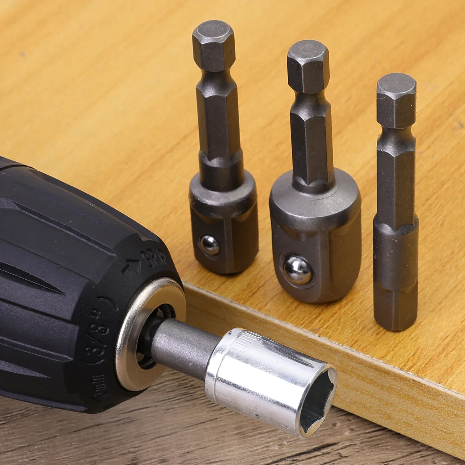 Socket Adapter Chrome Vanadium Steel Impact Hex Shank Set 1/4" 3/8" 1/2" Extension Drill Bits Bar Set Driver Power Bit Tools