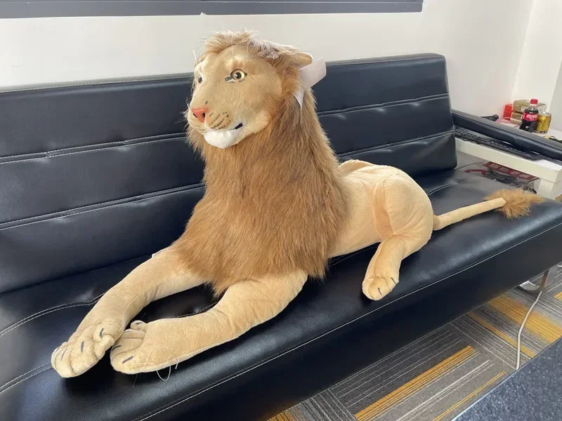 Large 110cm Cool lying Lion King stuffed Plush doll Pillow simulation Animals model home decoration birthday party gift kids toy