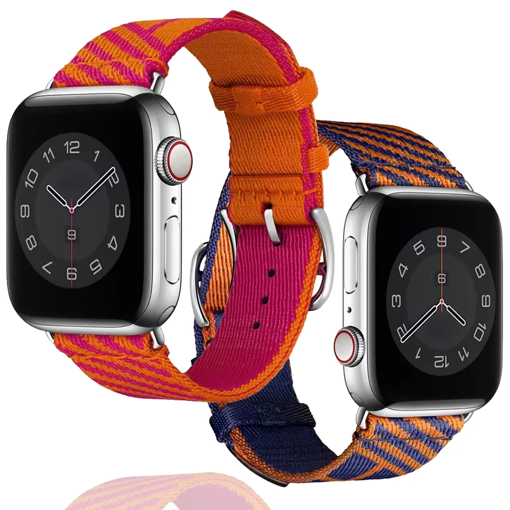 Nylon Fabric Strap For Apple Watch Band 46mm 45mm 44mm 42mm 41mm 40mm Wristband For iWatch Ultra 3 11 10 9 8 7 6 5 4 SE Correa
