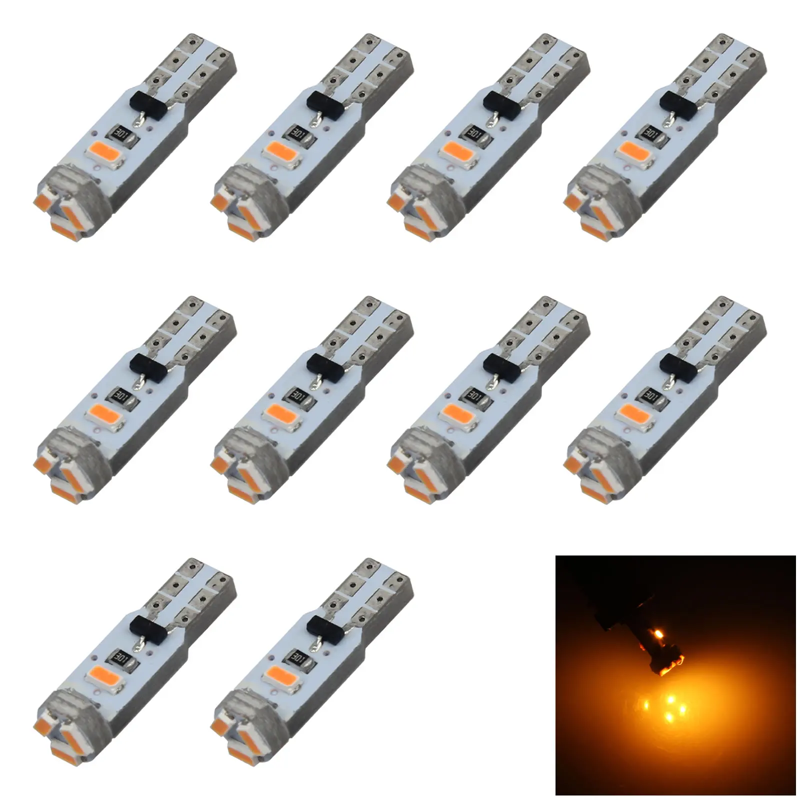 

10x желтая автомобильная лампа T5 Neo Wedge светильник Lamp No-polar 5 3014 SMD СВЕТОДИОДНЫЙ 85 86 2721 Z2943