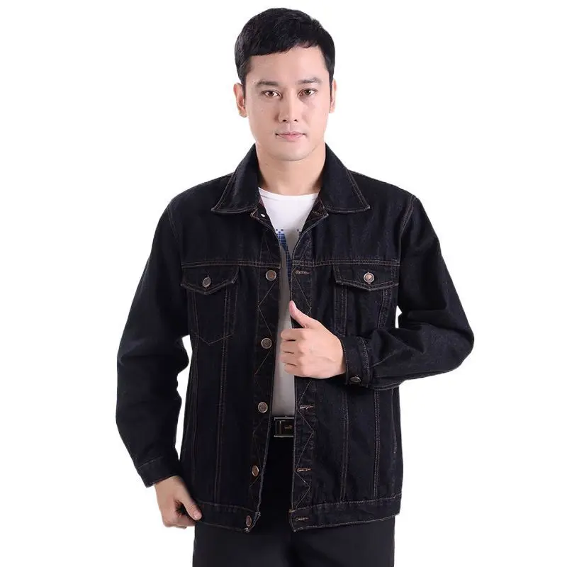 

GIOIOMen's denim jacket，Spring and Autumn Turn-Down Collar Patchwork Workwear Loose Casual Denim Jacket，Men's Clothing