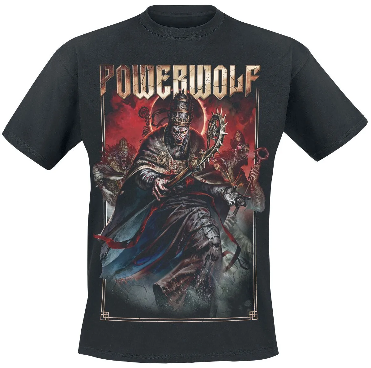 Camiseta de algodón con gráfico de cabeza de lobo Powerwolf, ropa de calle Power Metal, camiseta de manga corta con cuello redondo estilo Heavy Metal unisex