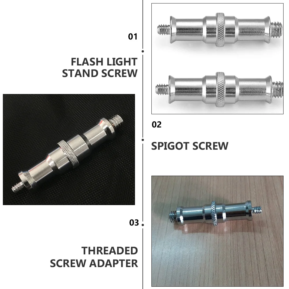 

6Pcs Spigot Screw Light Stand Screw Fine Workmanship Texture Silver Spigot 1/4 to 3/8 Converter Hot Shoe Adapter