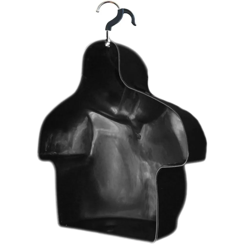 صندوق عارضة أزياء ذكر مع ظهر مجوف للتعليق، مصبوب حقن بلاستيكي، مقاس S-M، أسود، مثالي لعرض الملابس