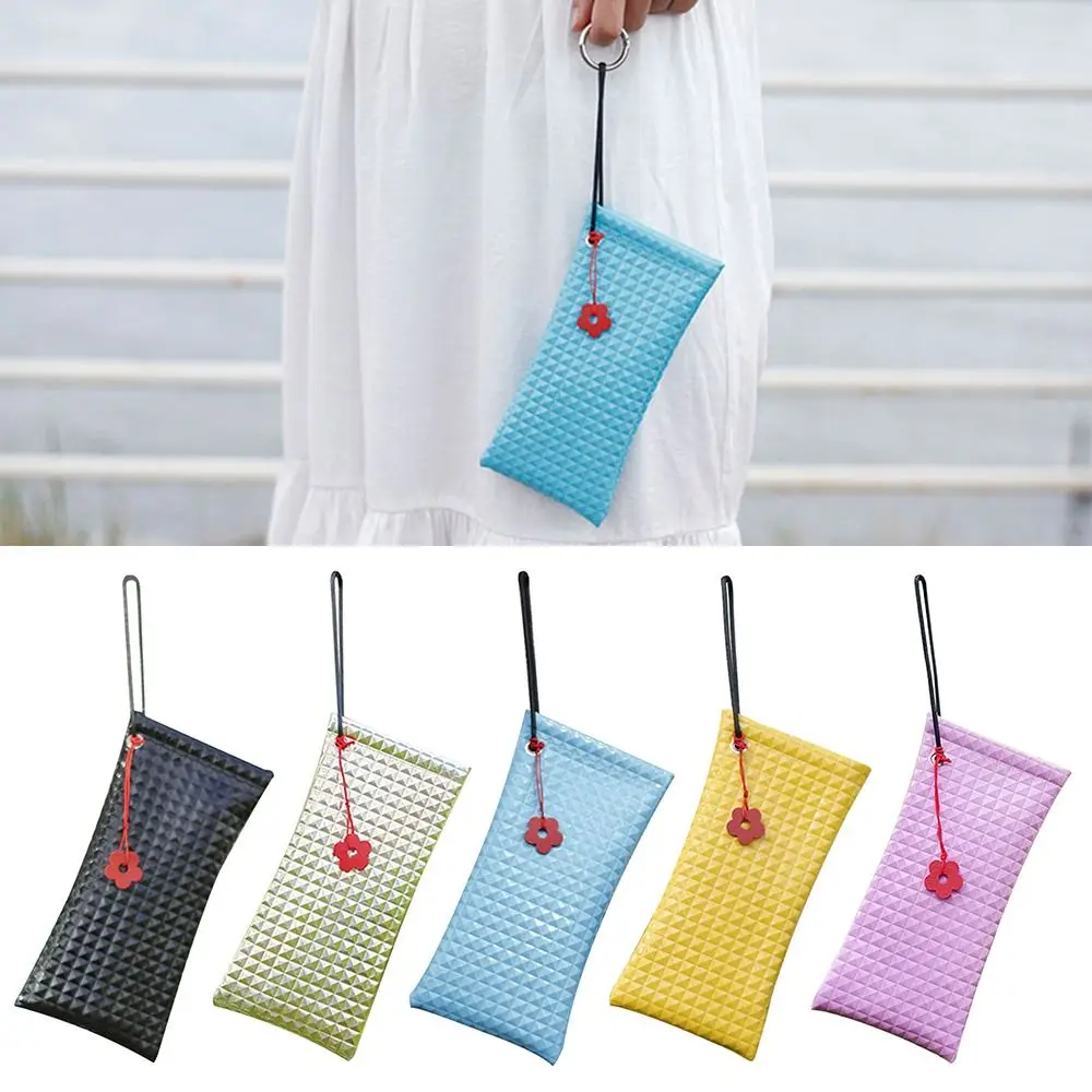 

PU Leather Sunglasses Storage Bag Solid Color with Keyring Sunglasses Pouch Portable Durable SunGlasses Holder