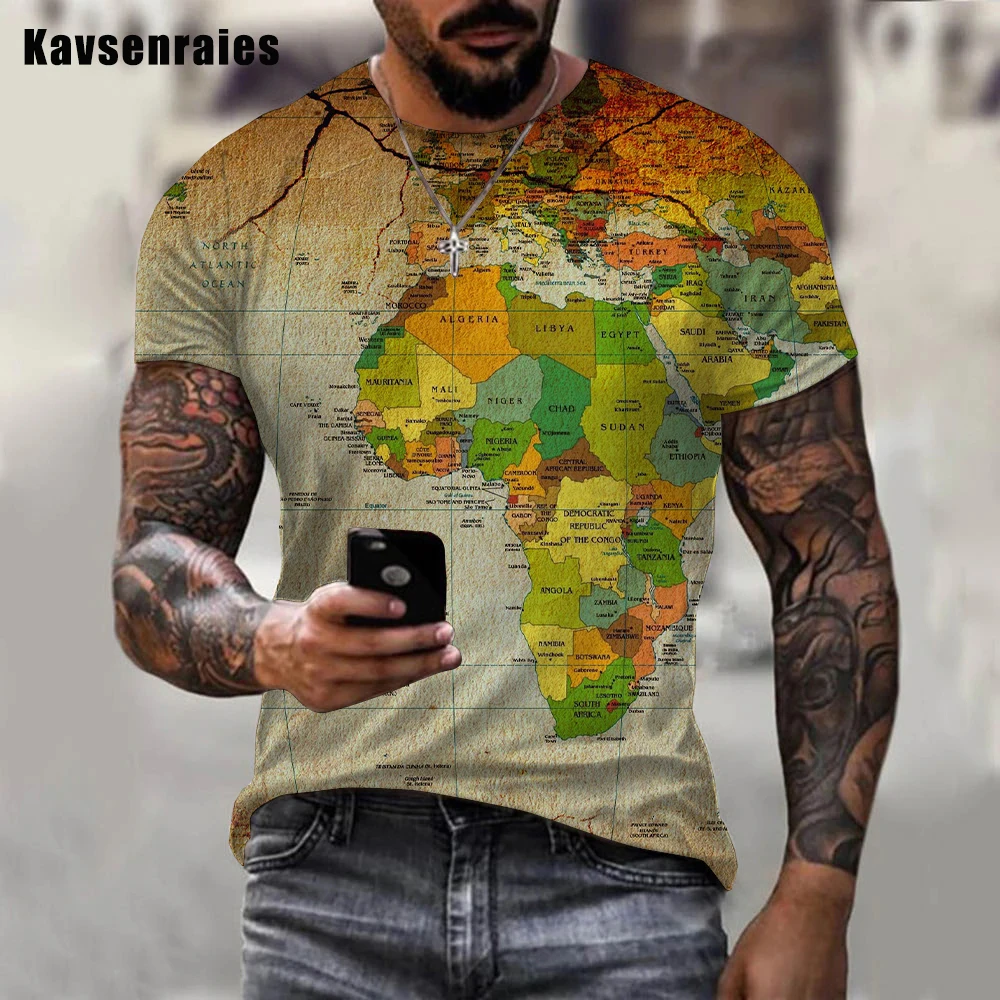 High Quality World Map Printed 3D T-shirt Men Women Summer Fashion Casual Short Sleeve High Street O-Neck Streetwear Tops