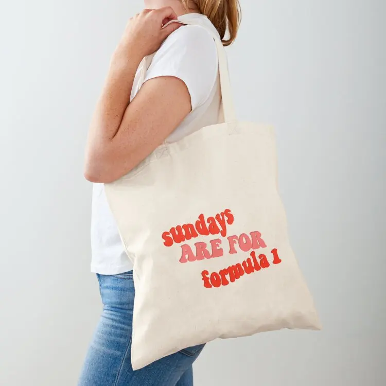 Retro Formula 1 Sundays Are For Racing Bubble Font - Text Based Design in Iconic F1 Red Shades Tote Bag