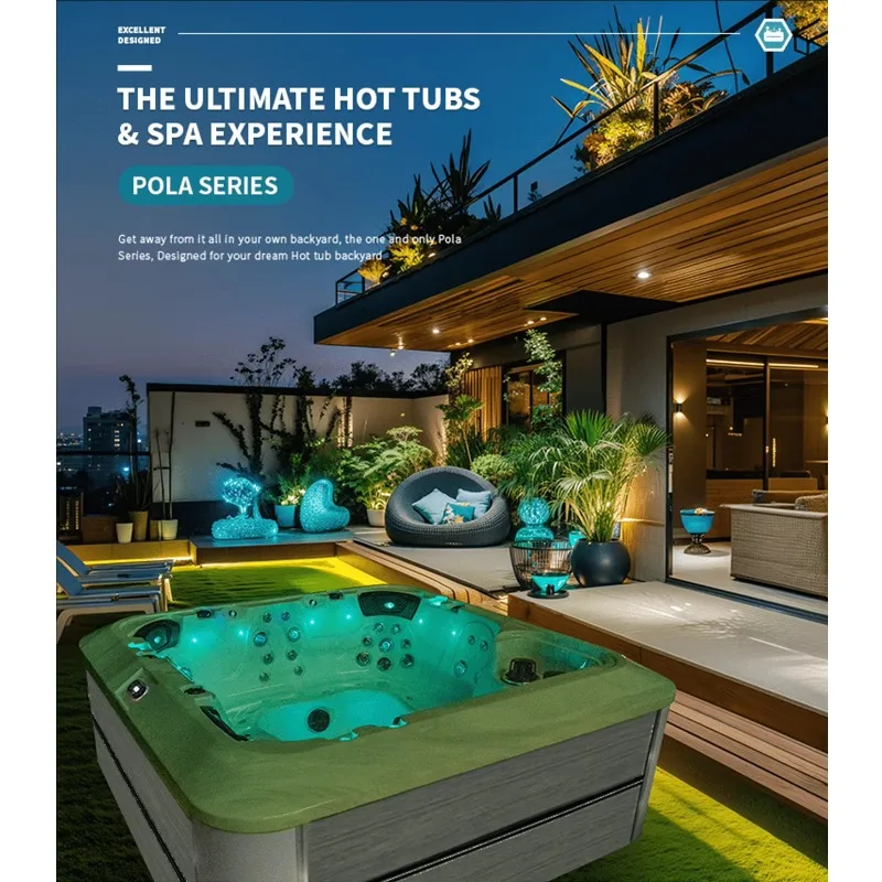 Outdoor Hot Tub Acrylic Whirlpool Spa Bluetooth Audio Party Lights 6-9 Person Private Label Cancun