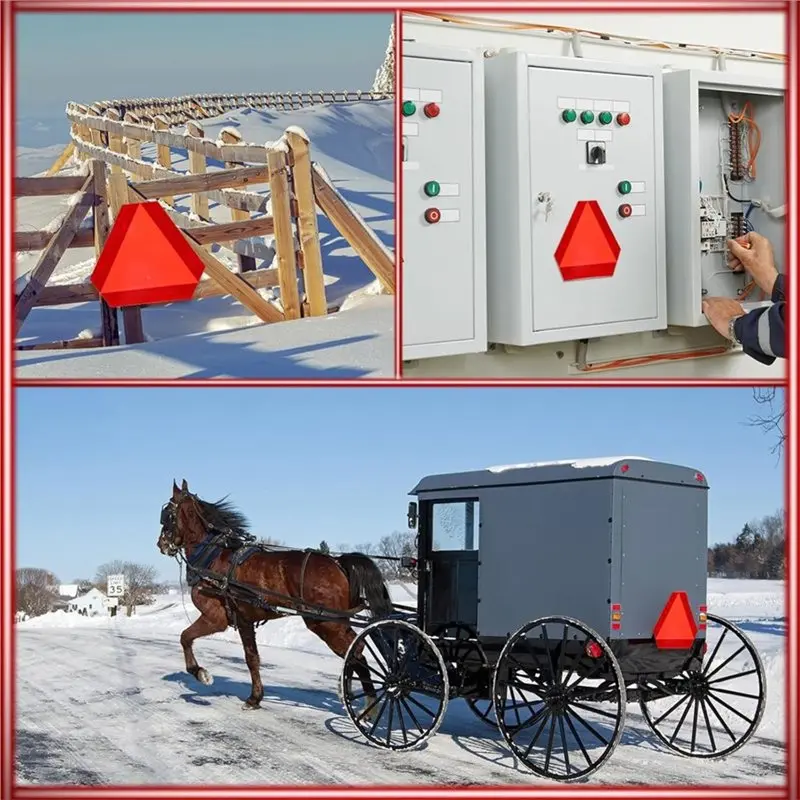 TKOH-Aluminum Slow Moving Vehicle Sign 2Pcs 14 X 16 Inches Waterproof, UV Protected, Safety Triangle Weatherproof