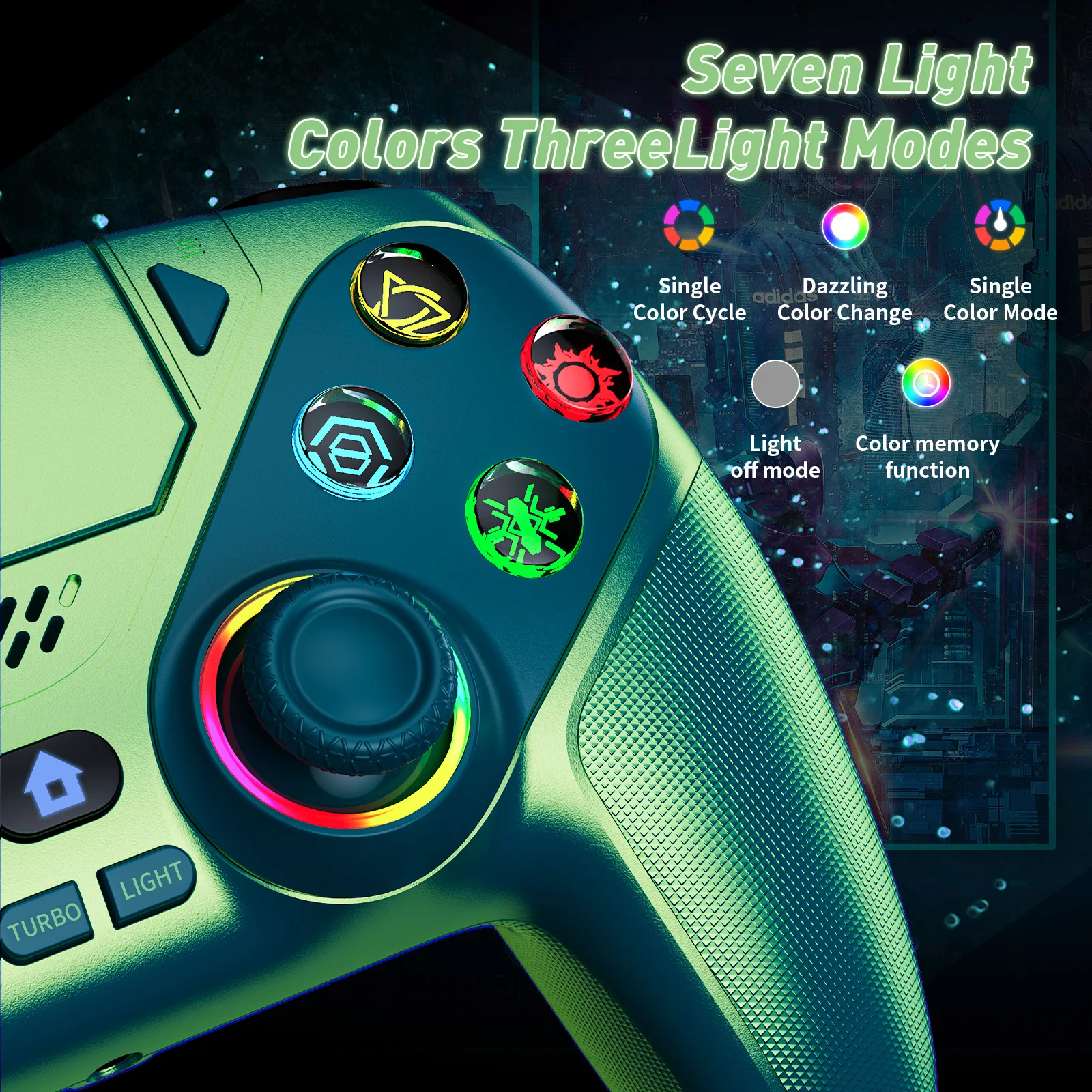 Controller For PS5/PlayStation 5 Pro/Slim/PC Wireless Gamepads RGB Hall Effect No Drift Game Joystick W/Dual Vibrate Marco/Turbo