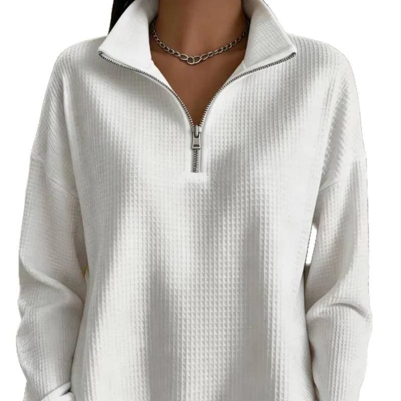 Zipper Pullover Hoodie Regular Fit Commuter with Casual Elegant Commuter Standard Length No Hood Regular Length Women Hoodie