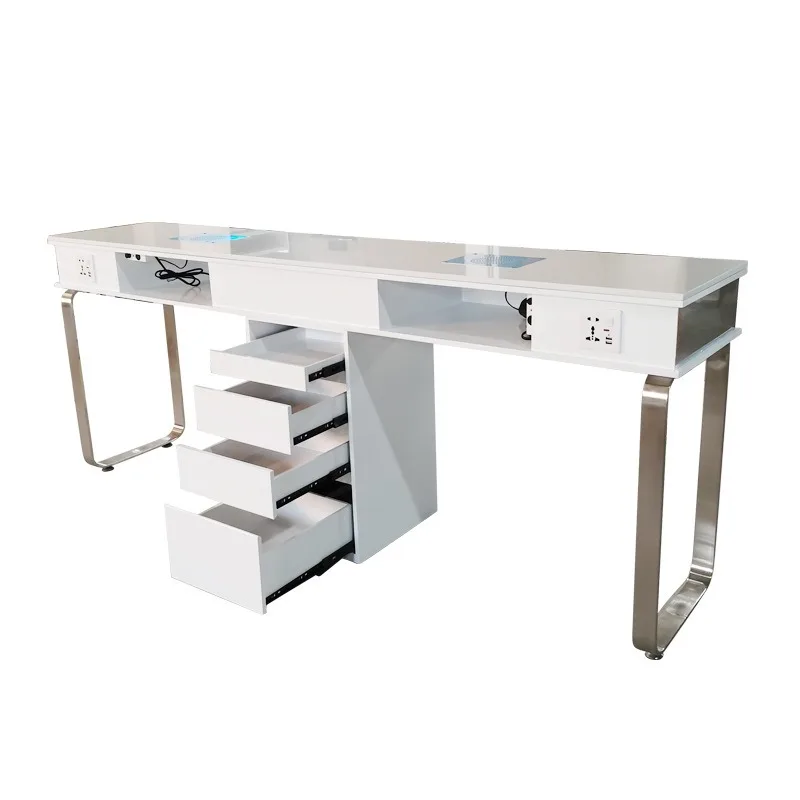 Stainless steel frame double manicure table manicure table with drawers four-layer cabinet  shop table simple t