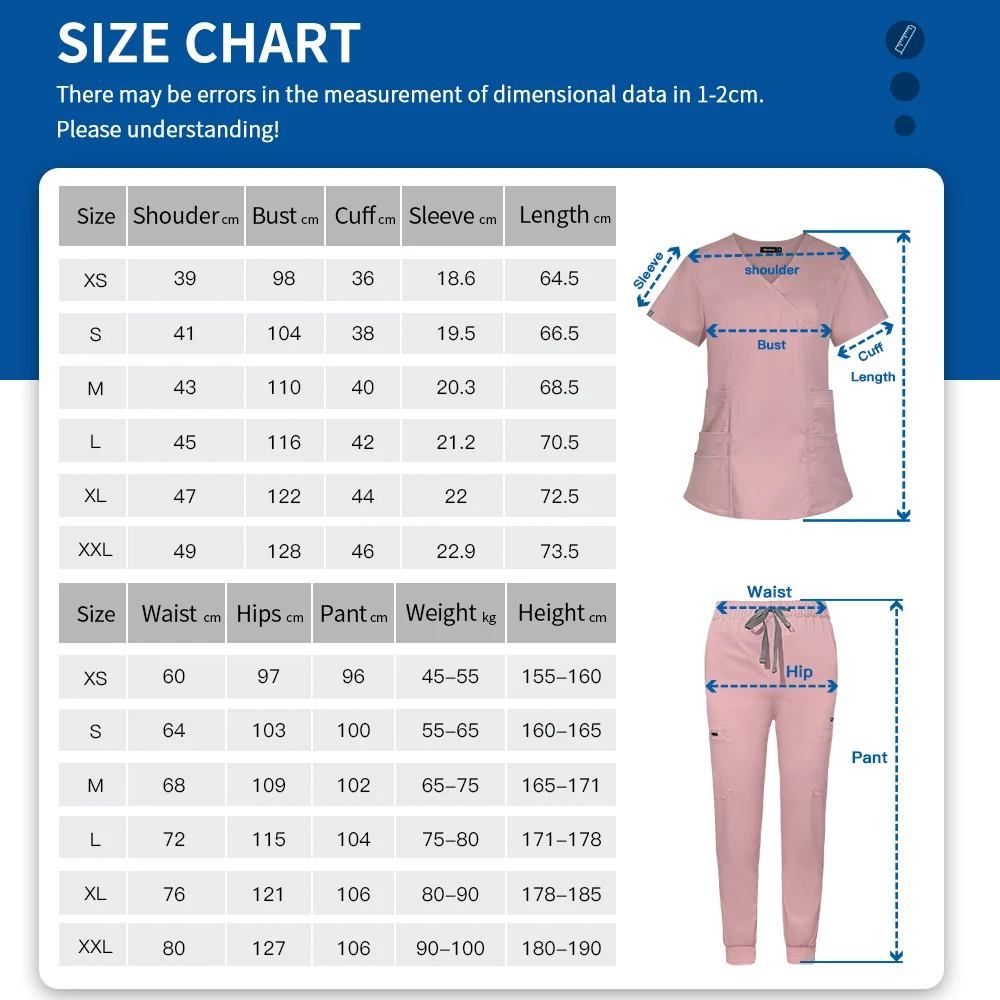 Uniformes d'infirmières unisexes, uniformes d'infirmière à poches multiples, vêtements de travail pour hommes et femmes