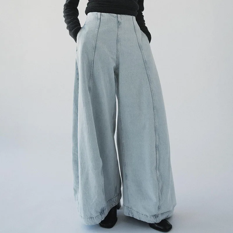 Otoño nuevas mujeres sueltas de cintura alta globo Denim Jeans versátil cómodo ajuste señoras Premium Quali pantalones vaqueros de cintura alta