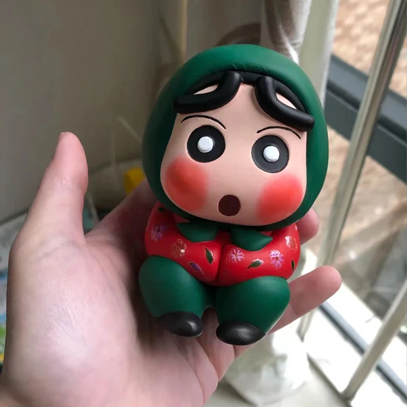 Crayon Shin-chan Anime Figurine Cute Nohara Shinnosuke Figure Floral Cotton Jacket Xiaoxin Figurine Pvc Model Doll Kid Toy Gifts