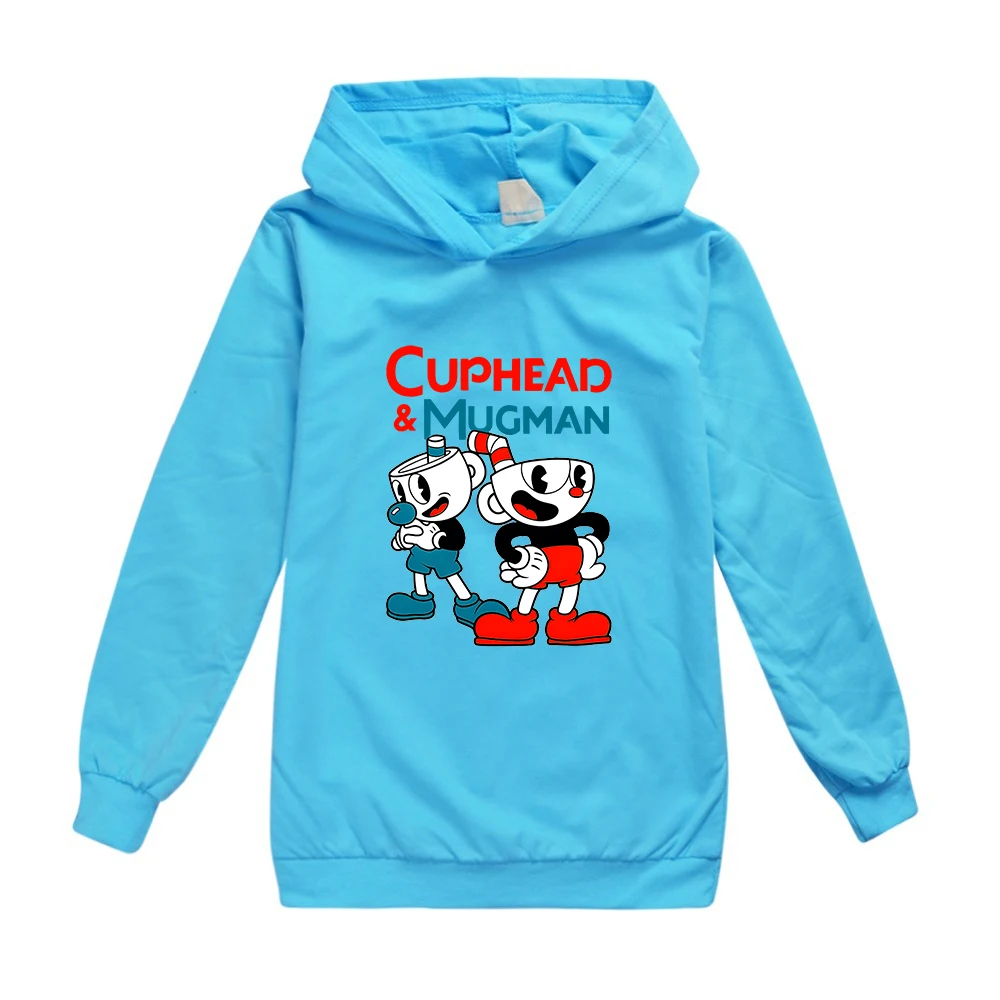 Kids Kawaii Cuphead Print Hoodies Children Clothing Baby Boys/Girls Clothes Long Sleeve Autumn Streetwears 100% Cotton 2-15Y