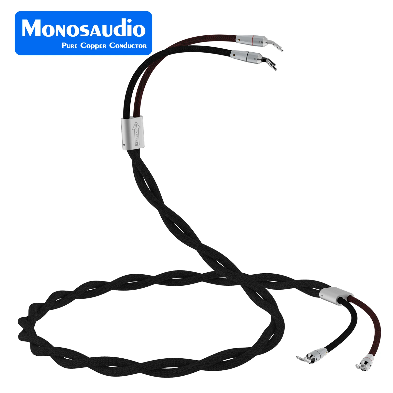 Monosaudio S803S2R OCC Silver Plated Speaker Cable Pure Copper Rhodium Plated Y plug Speaker audio amplifier connection cable