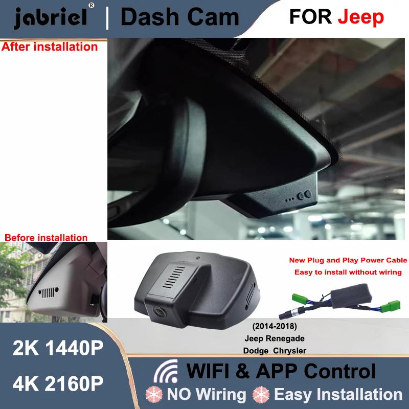 

Dash Cam 2K 4K Wifi Plug and Play Video Recorder For Jeep Renegade 2014 2015 2016 2017 2018 for Dodge for Chrysler Dash Came