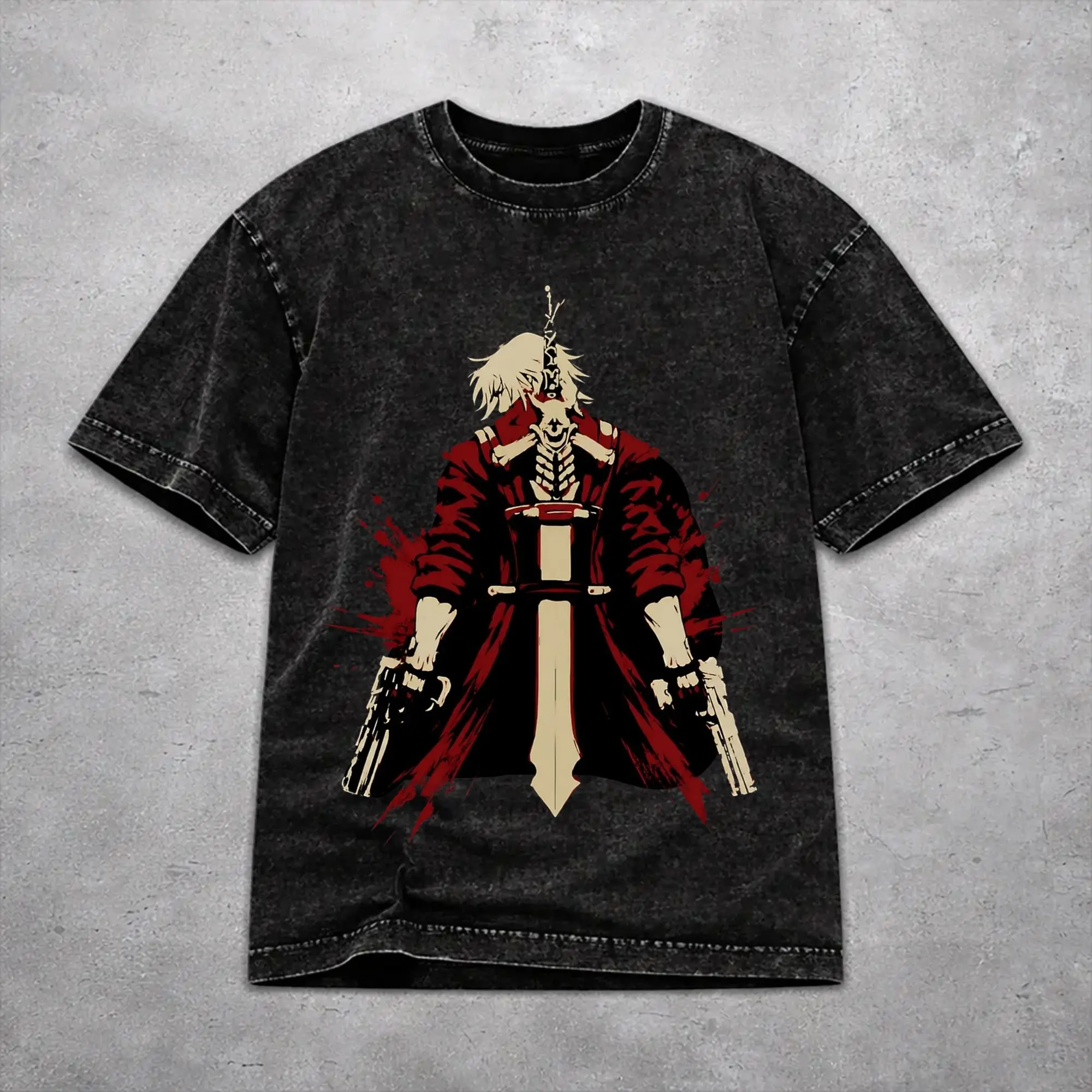 Men Women Vintage Washed T-shirts Devils May-Cry 3 Printed T Shirt Merch Oversize  Tees