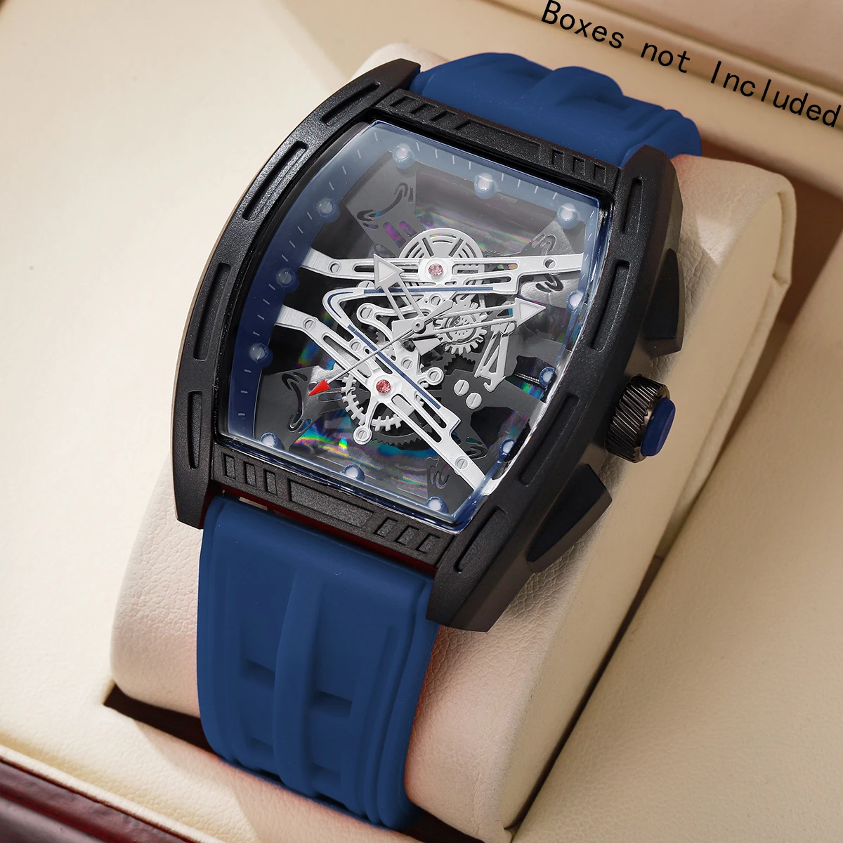 Casual Silicone Strap Men Sports Wristwatches Luxury Large Dial Quartz Watches Reloj Hombre（Without Box）