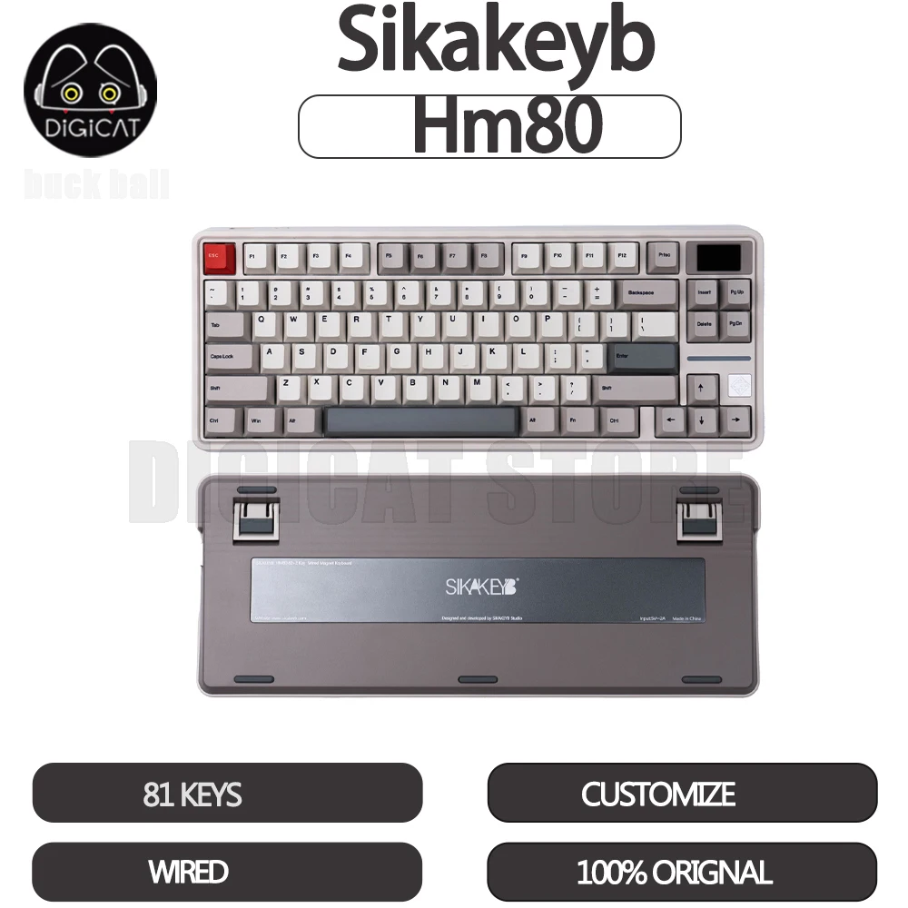 

Механическая игровая клавиатура SIKAKEYB HM80 с магнитным переключателем и экраном, 81 клавиша, проводная клавиатура с колпачками клавиш PBT, Игровая клавиатура на заказ