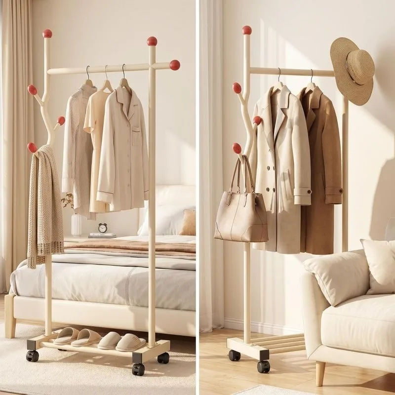 Floor-to-ceiling hanger Cream wind vertical home removable bedroom Dormitory balcony Coat rack Coat storage rack