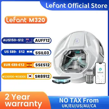 Lefant-Aspirateur robot avec vadrouille, autonomie de 6000 minutes, poubelle visible de 210 ml, détection de tapis, M320, aspiration injuste, 800 Pa