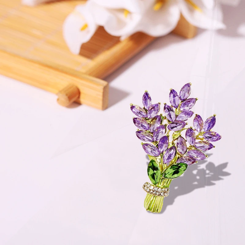 Spilla per bouquet di lavanda con nuovo design sense Crystal