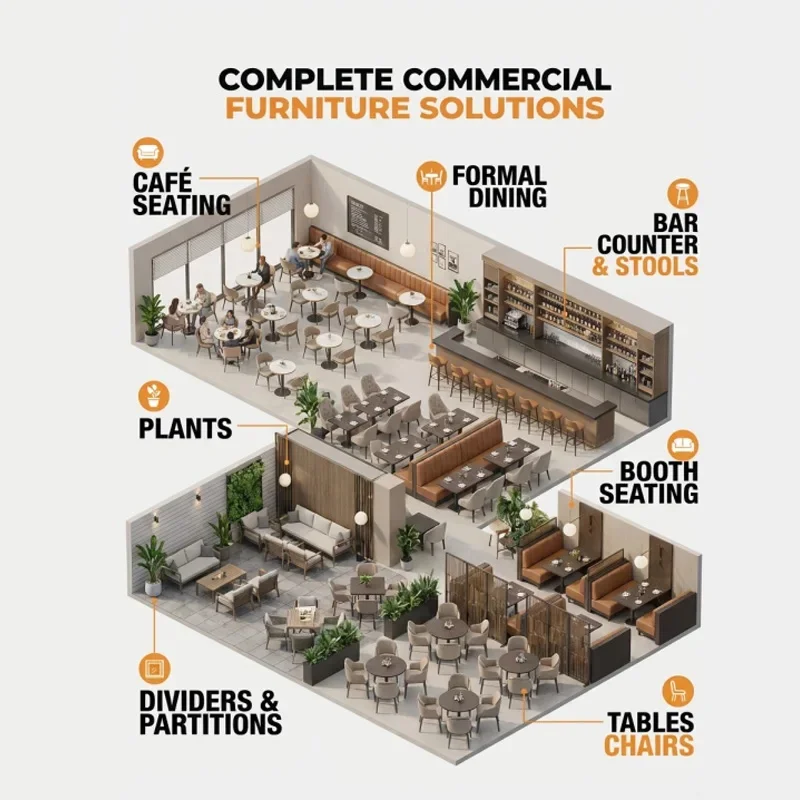 Custom Restaurant Hotel bar Furniture Leather Upholstered Booth Seating  Wood Square Table and  Chair Commercial Furniture Set