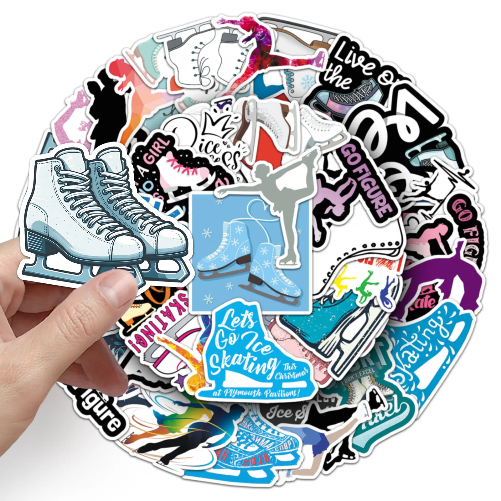 50 Pcs Ice Skating Creative Minimalist Sports Themed Cartoon Personality Stickers For Phone Case Bicycle Wardrobe Waterproof