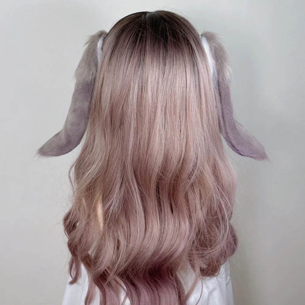 MMGG Ashes Of The Kingdom Yankee  White Drooping Ear Rabbit Brown Cos Pure Handmade Animal Ear  Kc Hair Band  Cute view 5