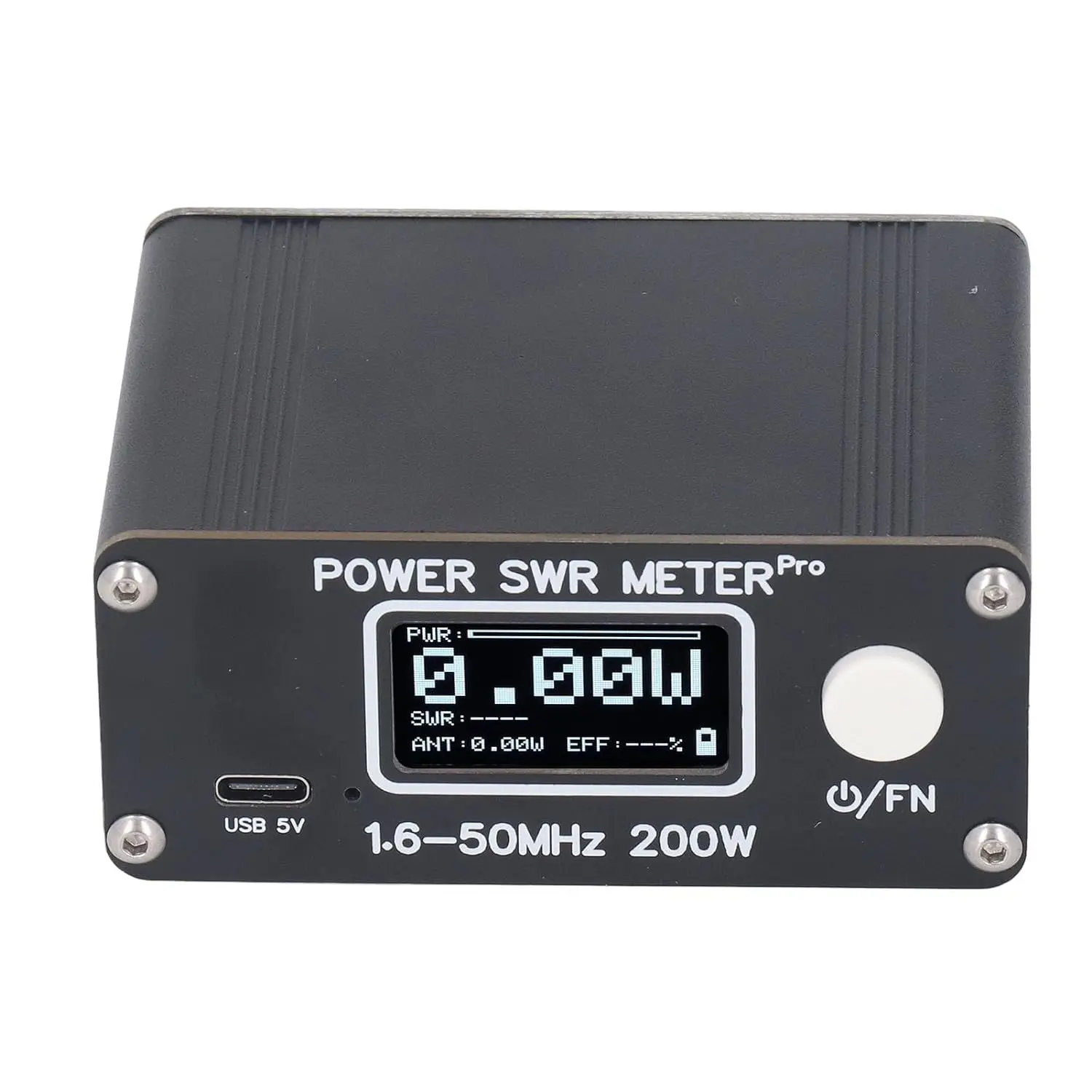 SWR Meter 1.29in Screen, 1.6-50MHz, 0.5W-200W Alarm Function Rechargeable Shortwave Shortwave HF PWR Power Tester Tool