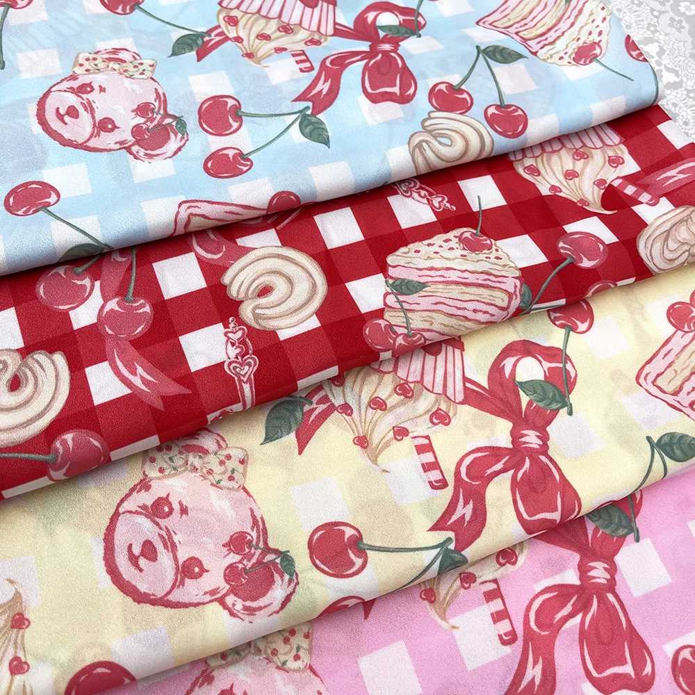 lovely Lolita Cherry Bear Dress fabric DIY handwork bag Hand accounting materials Children's skirt