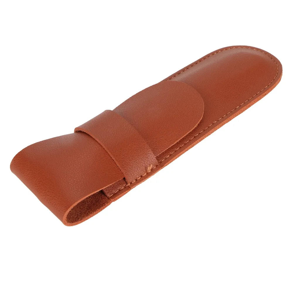 5pcs Salon Use PU Leather Clipper Case Exquisite Brown Trimmer Case Comfortable Touch Flap Cover Razor Case For Barber