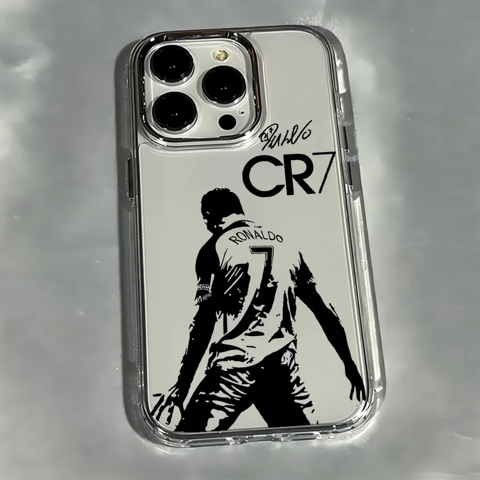 Funda transparente suave de futbolistas famosos C-CR7 para iPhone 17 16e 16 15 14 13 12 11 mini Pro Max X XR Air Plus 6