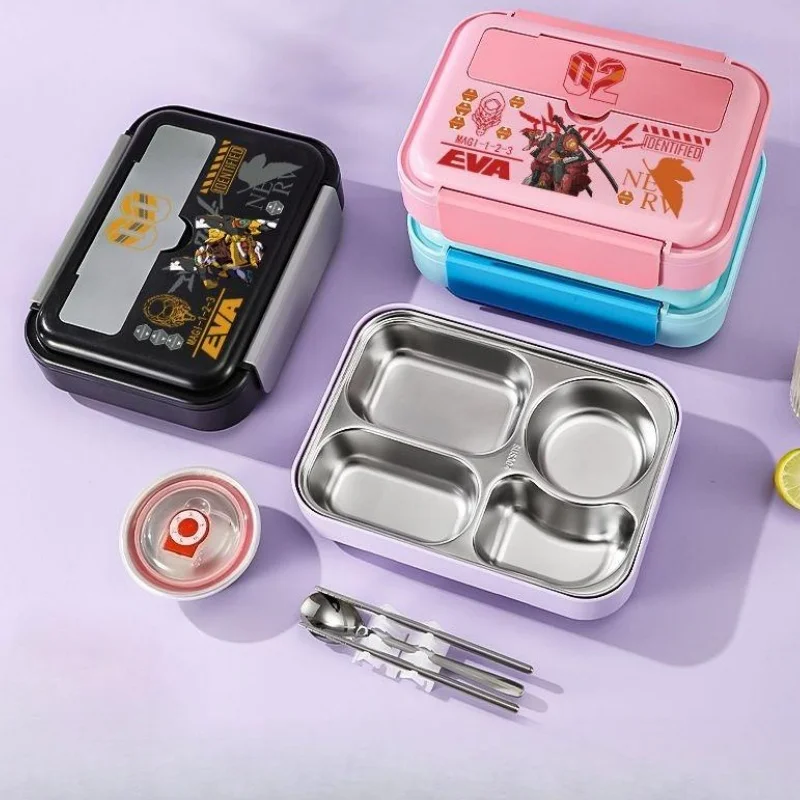

Ланч-бокс из нержавеющей стали 304 с изоляцией, в стиле аниме «Нейон-джинез-эвангелион», для студентов, с отделениями, подарок на день рождения, кавайный дизайн