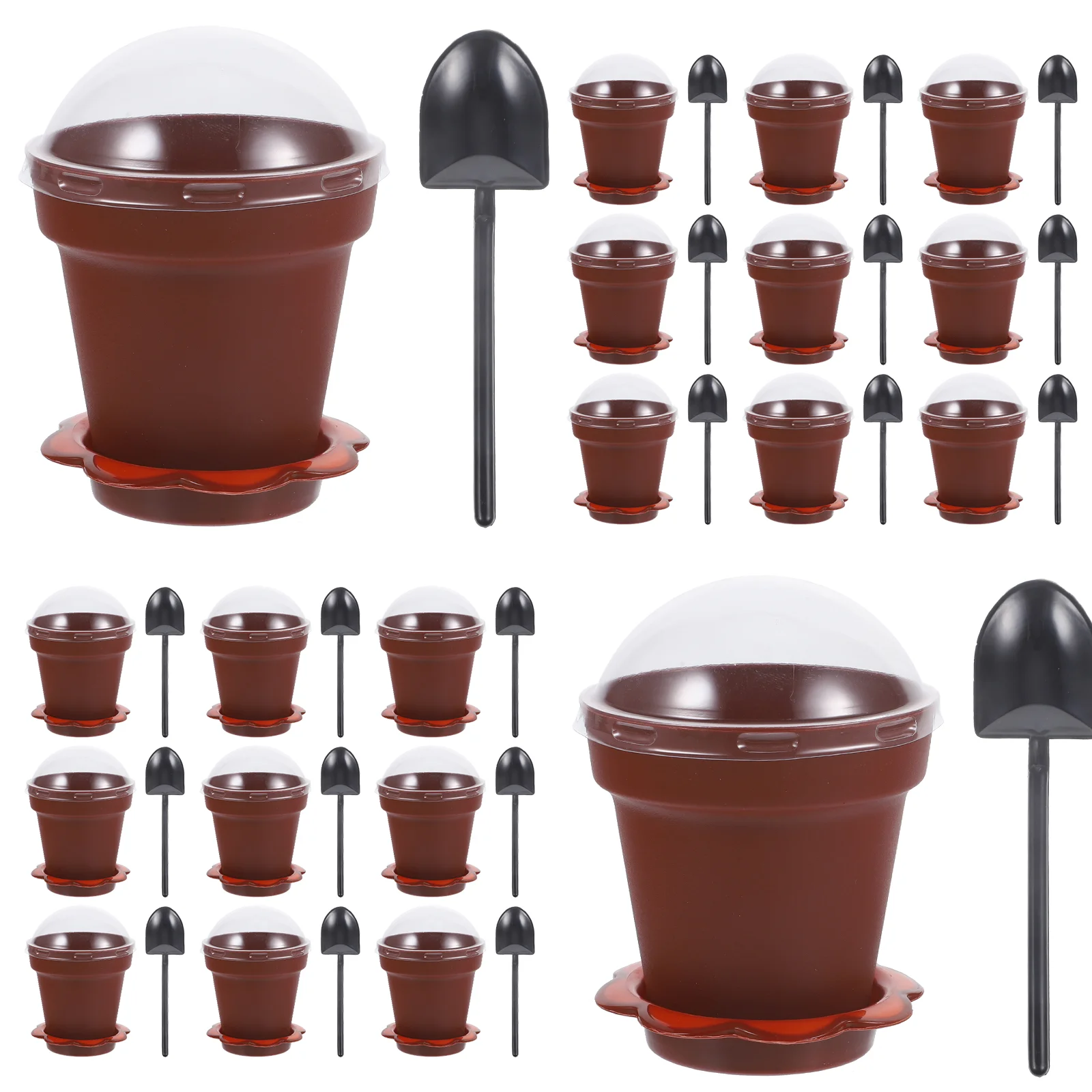 20 Sets Plant Nursery Pot Pudding Flowerpot Cups Small Cake Flowerpots Yogurt Dessert Plastic Decorative Soda Glass