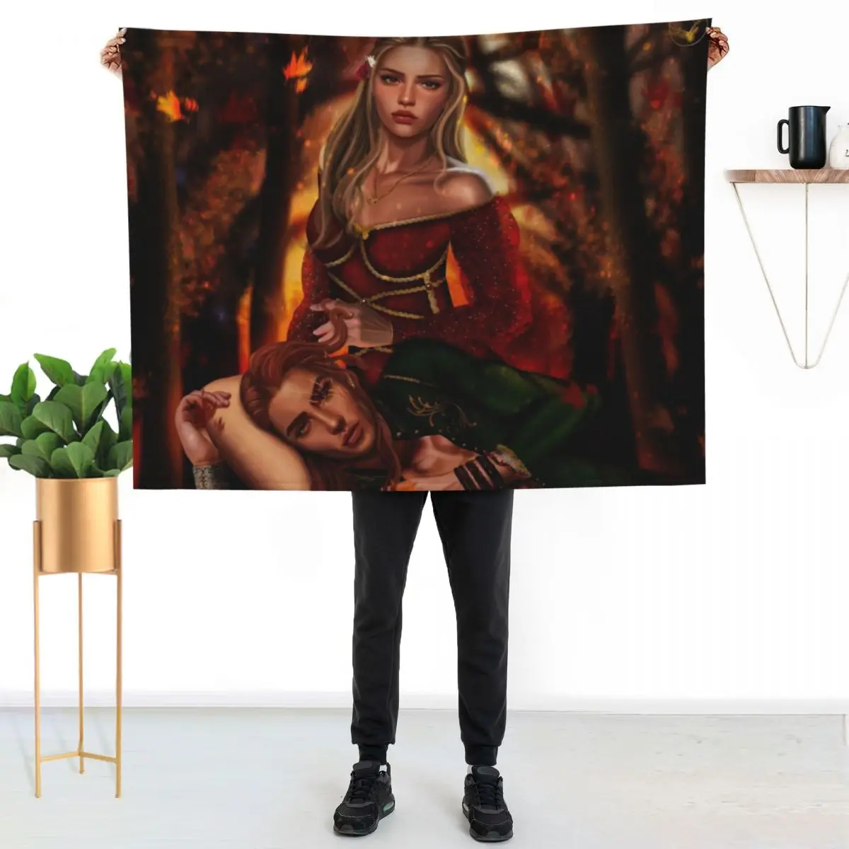 

Elain Archeron and Lucien Vanserra from Acotar Throw Blanket Summer Cool Breathable Blanket for Sleeping