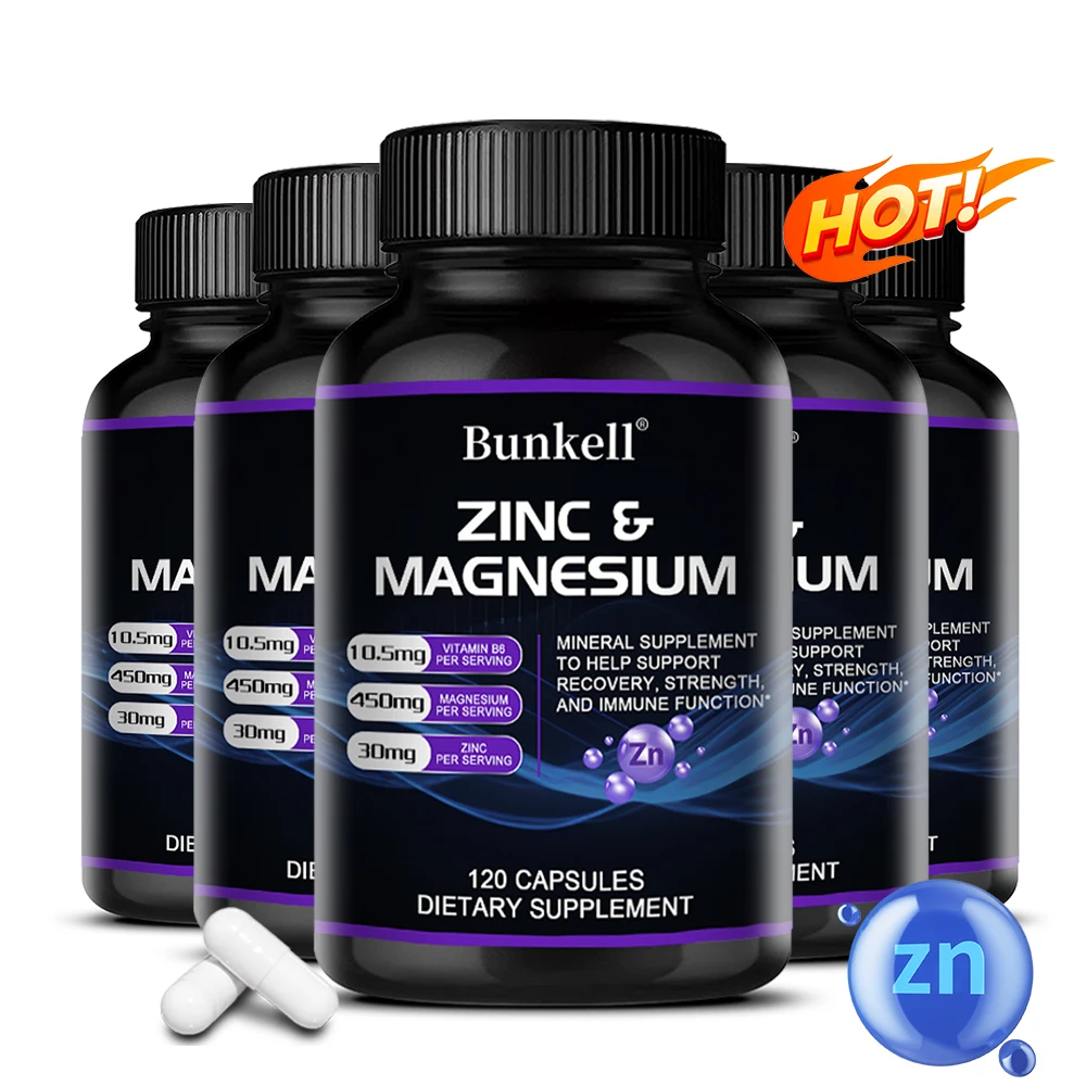 Capsule di zinco magnesio-integratore di miscela di vitamine/minerali-vitamina B6, ossa, muscoli, cognizione e Immune, senza glutine, Non ogm