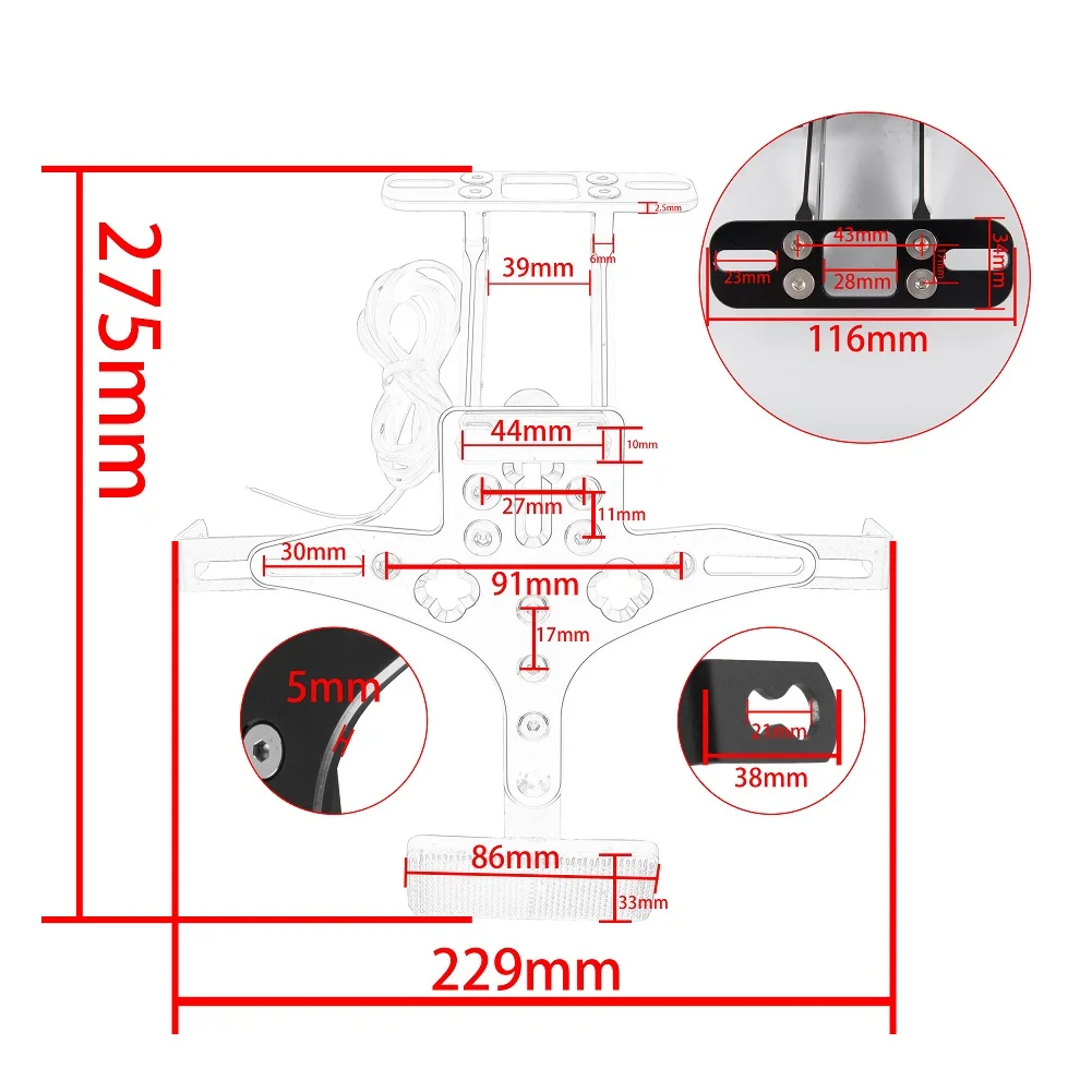 Motorcycle Universal License Plate Holder for Kawasaki Ninja Z 650 400 Z900 H2 SE Fender Eliminator Tail Number Plate Bracket