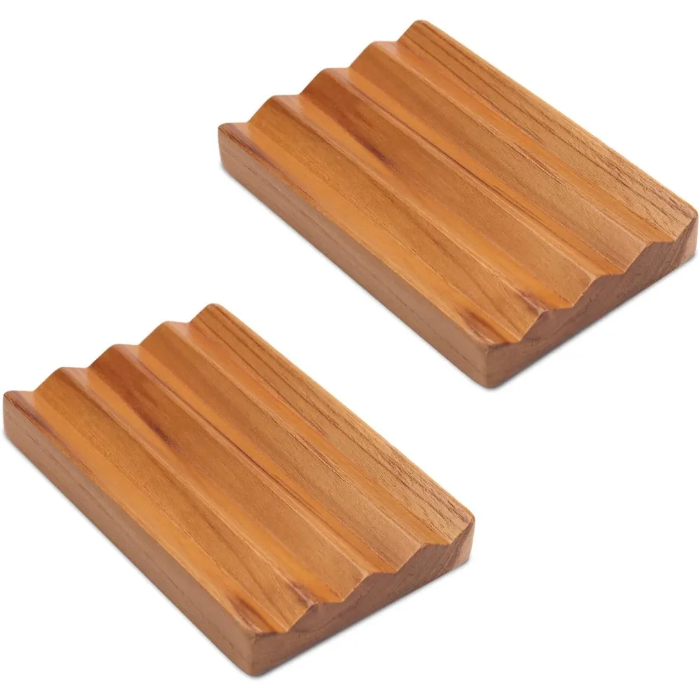 

тарелка из тикового дерева для душа, упаковка из 2 штук, деревянный декоративный держатель для мыла для ванны, повышенная конструкция основания, чтобы содержать сухое мыло в кухне, ба