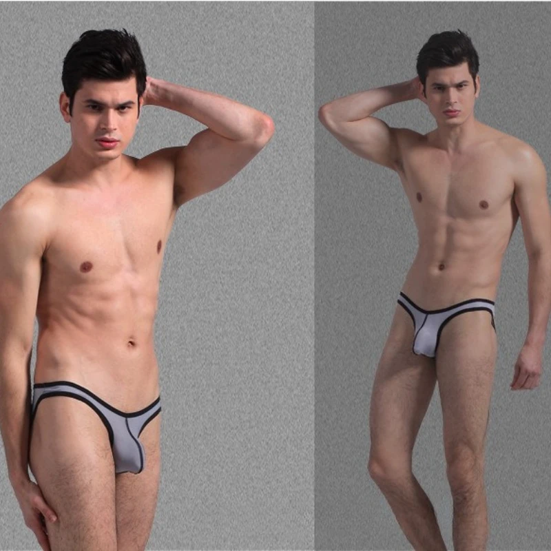 بيكيني رجالي من الحرير الجليدي ملابس داخلية منخفضة الارتفاع ملابس داخلية مثيرة على شكل حرف U محدبة ملابس داخلية بمنظور منتفخ معزز كيس كلسون سلسلة