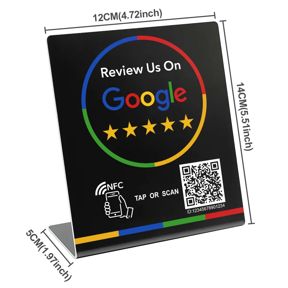 nfc Google Review Stand compatible with Google Reviews - Tap for Instant Reviews - All Phones Reusable Smart Tap Scan QR Code
