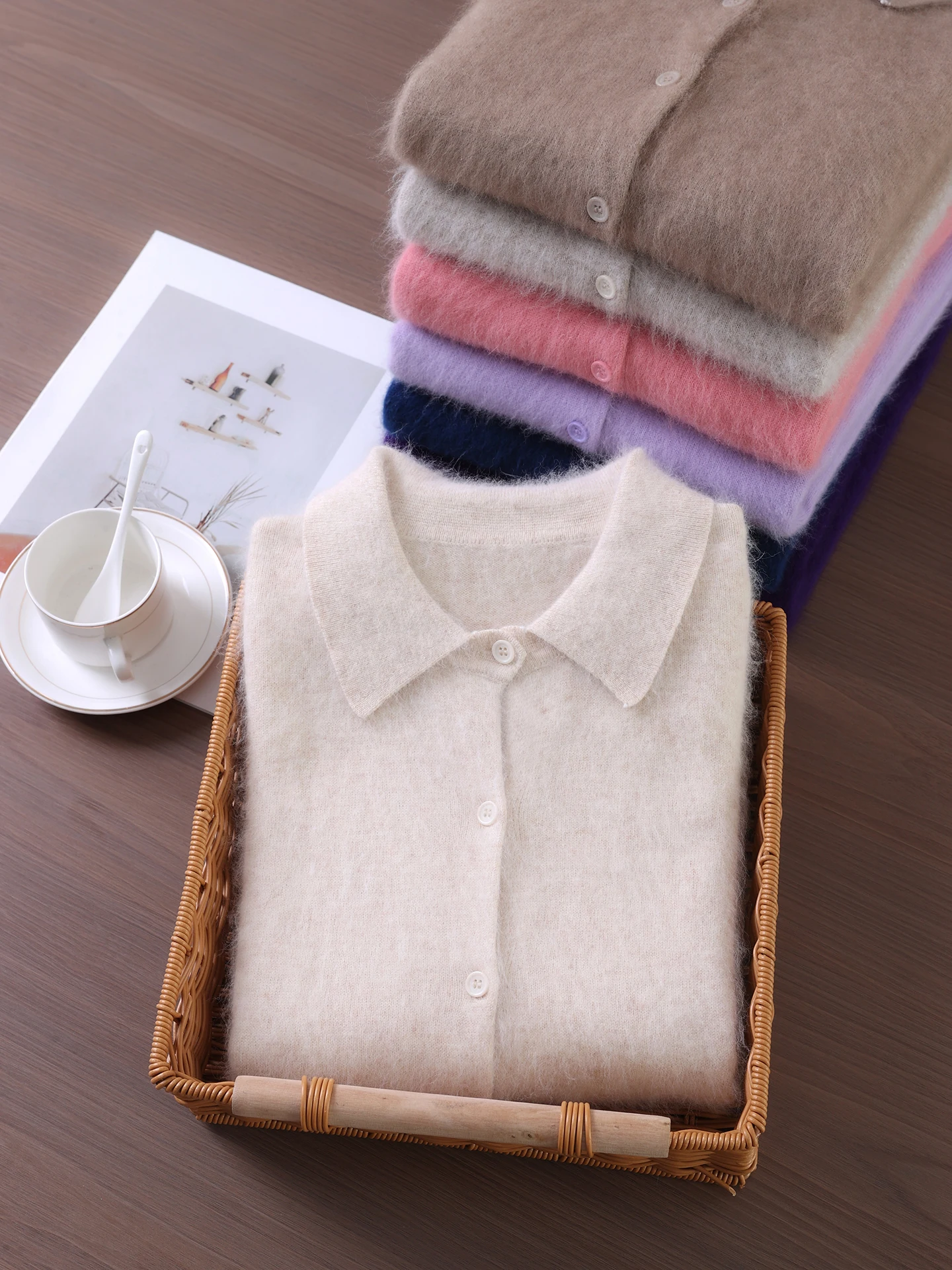 

Женский кардиган TLOML из 100% норкового кашемира с отложным воротником на пуговицах, осенне-зимний, мягкий, теплый, повседневный свитер