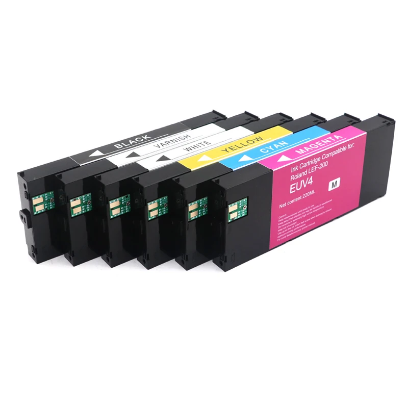 220ML UV Ink ECO-UV EUV EUV2 EUV3 EUV4 EUV5 UV Ink cartridge For Roland LEF-20 LEF-10 LEF-12 LEF-300 LEC-330 LEC-300 LEC540 chip