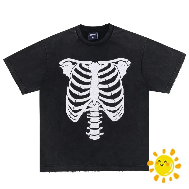 

Fasion 3D Human Skull Print T Shirt Men Women EU Size Pure Cotton Vintage Top Tees Summer Stranger Things Tee Hip Hop