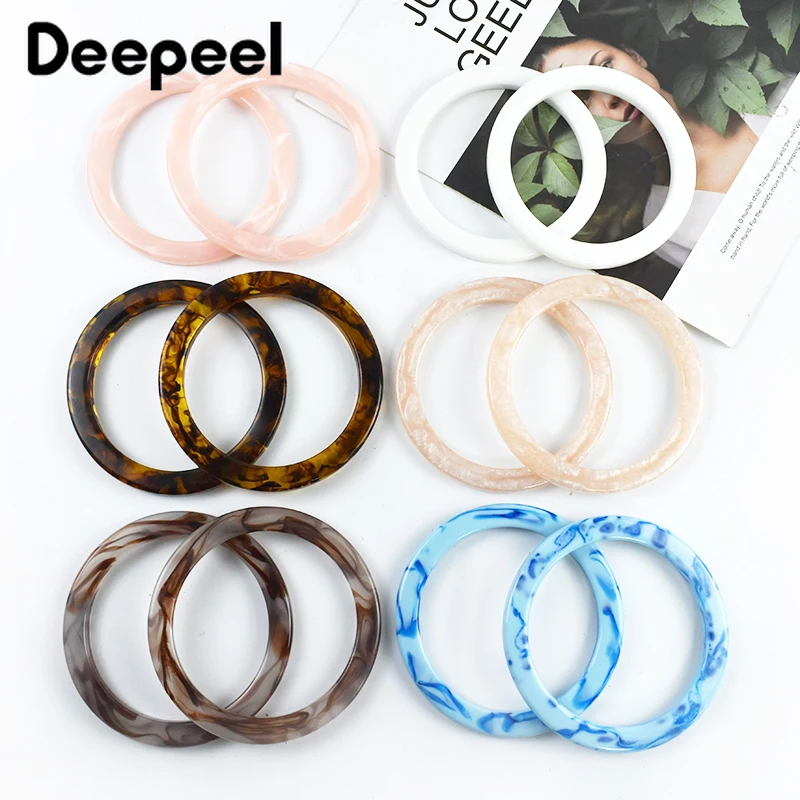 1/2/4Pcs Resin Round Bags Handle Plastic Amber O Rings for Purse Handbag Handles DIY Handmade Craft Woven Bag Accessories